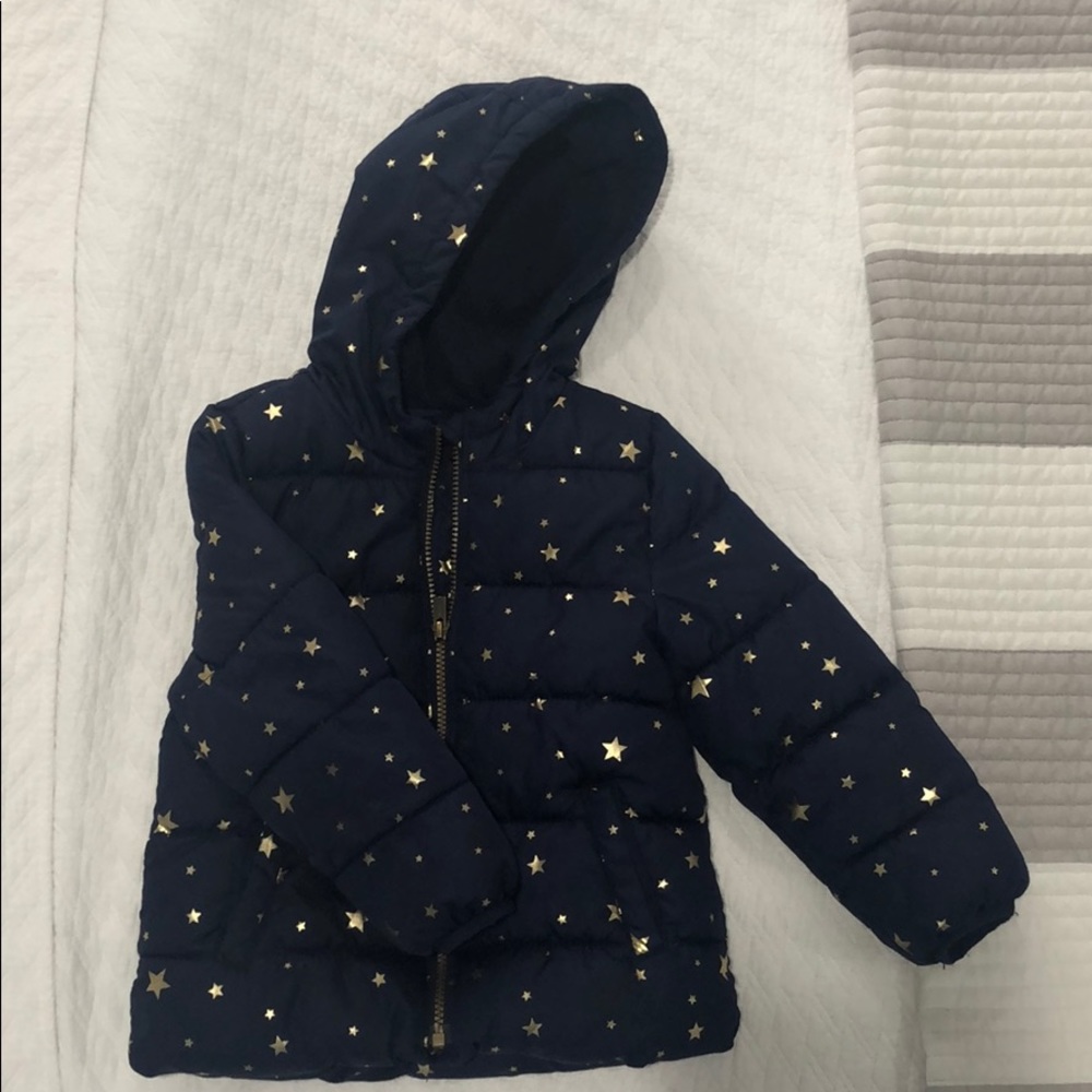 Old Navy puffer coat with fleece lining.